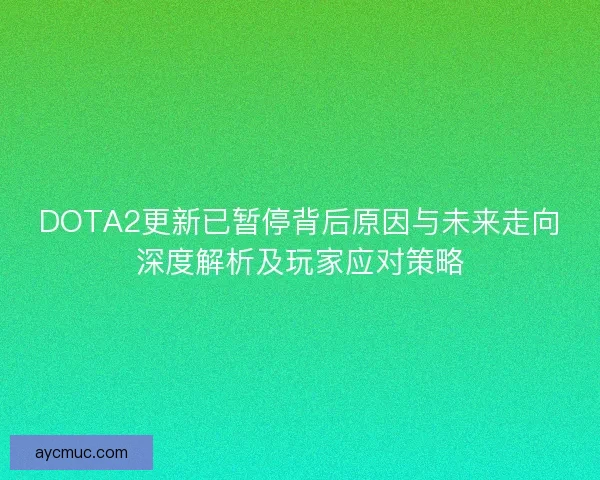 DOTA2更新已暂停背后原因与未来走向深度解析及玩家应对策略
